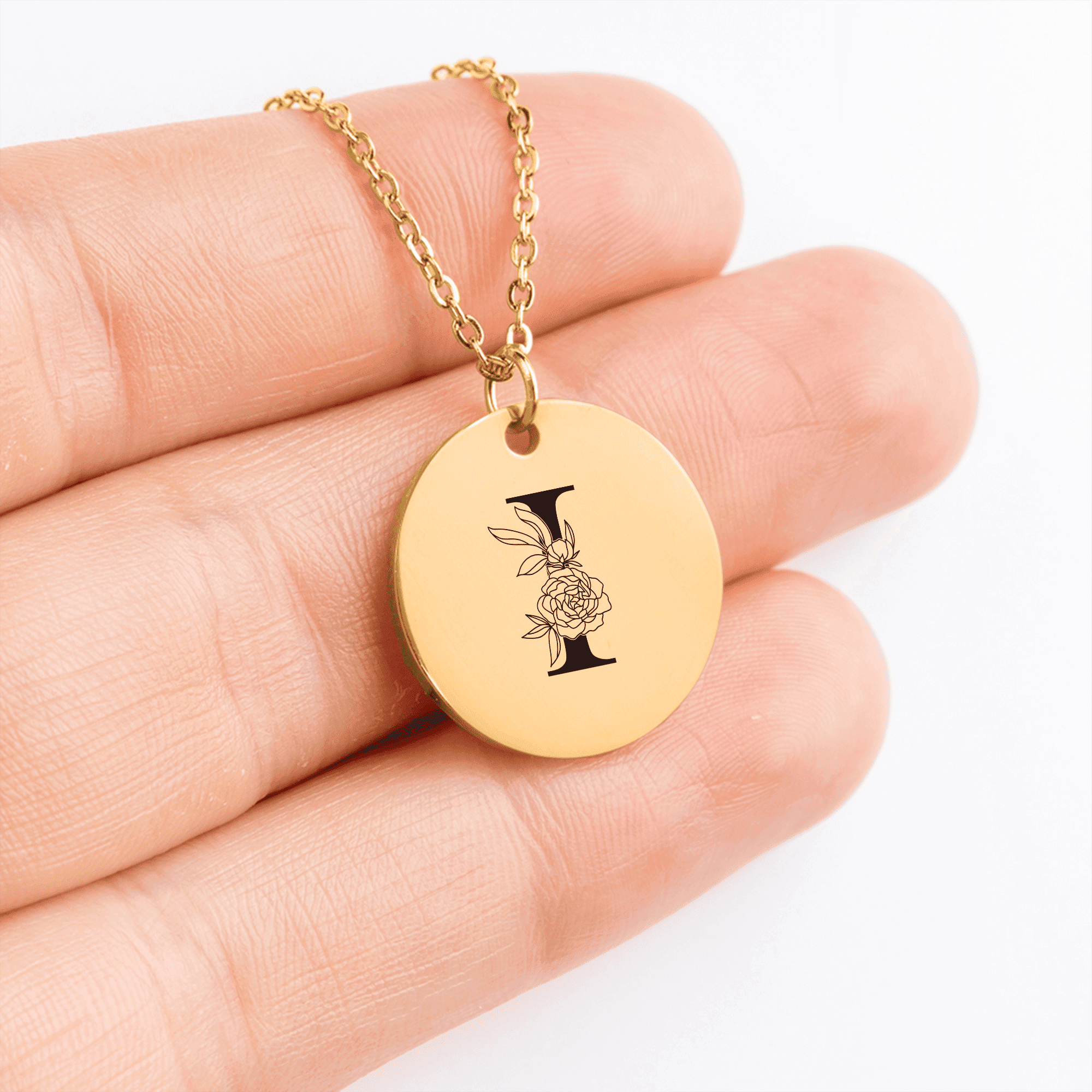 Floral Initial Necklace – I