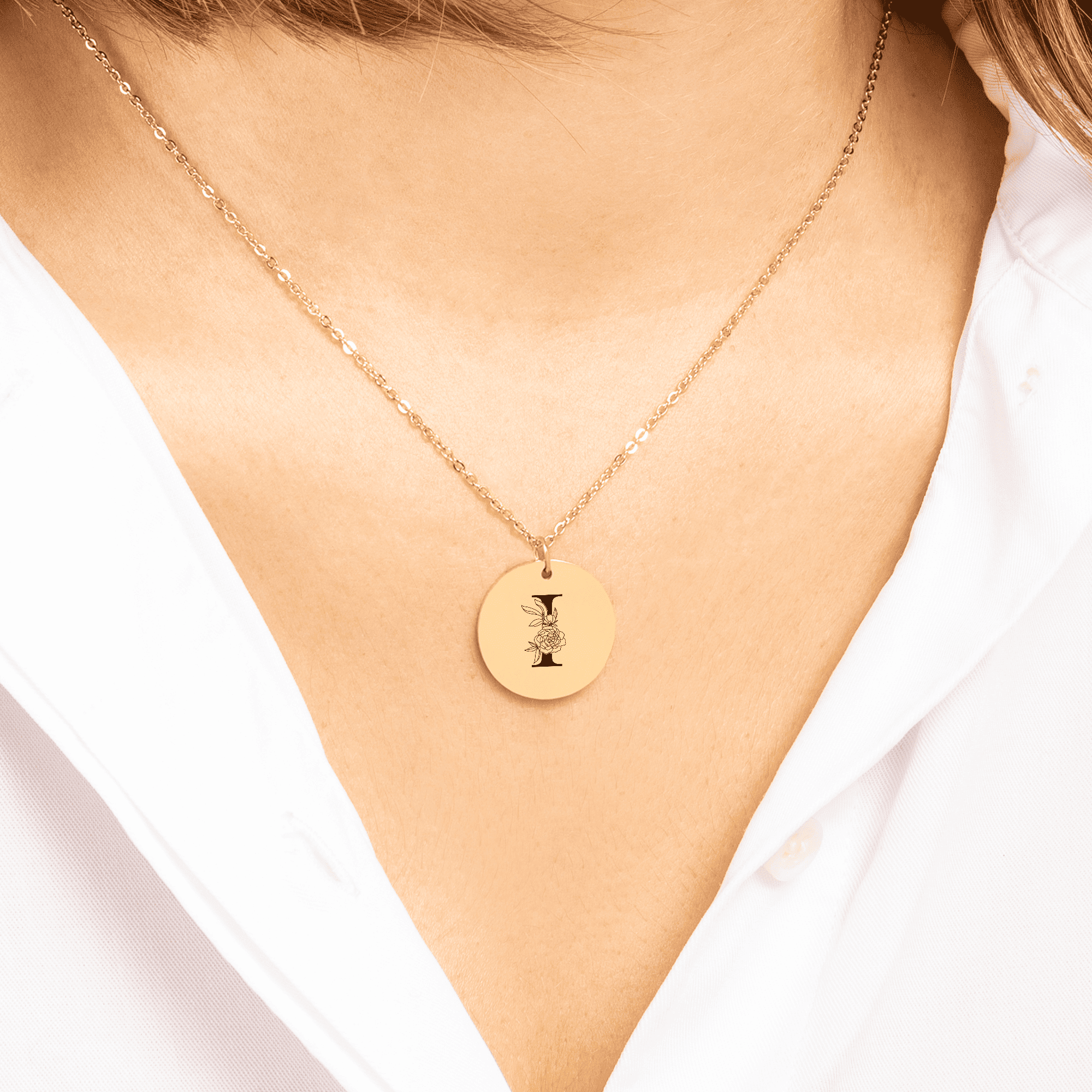 Floral Initial Necklace – I