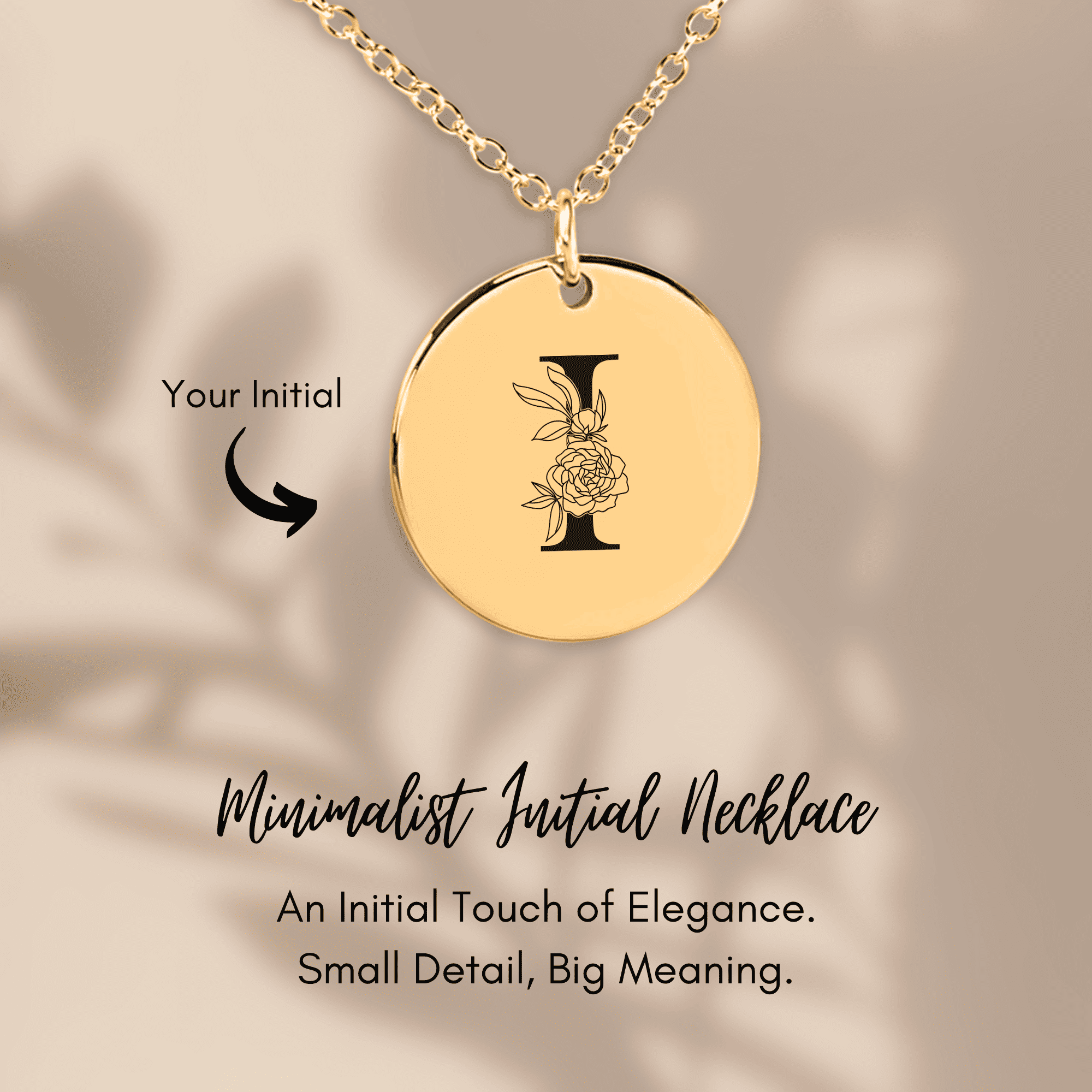Floral Initial Necklace – I