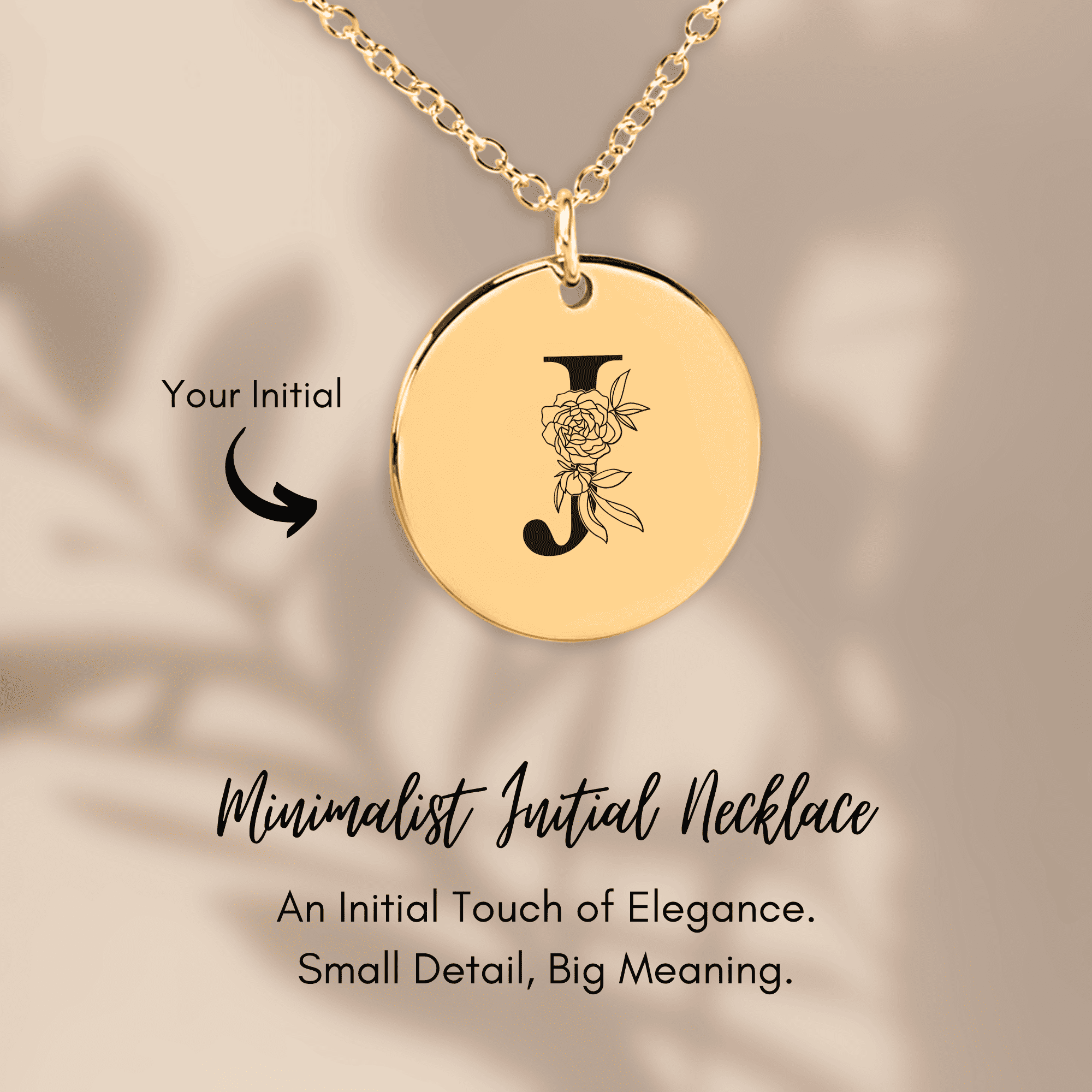 Floral Initial Necklace – J