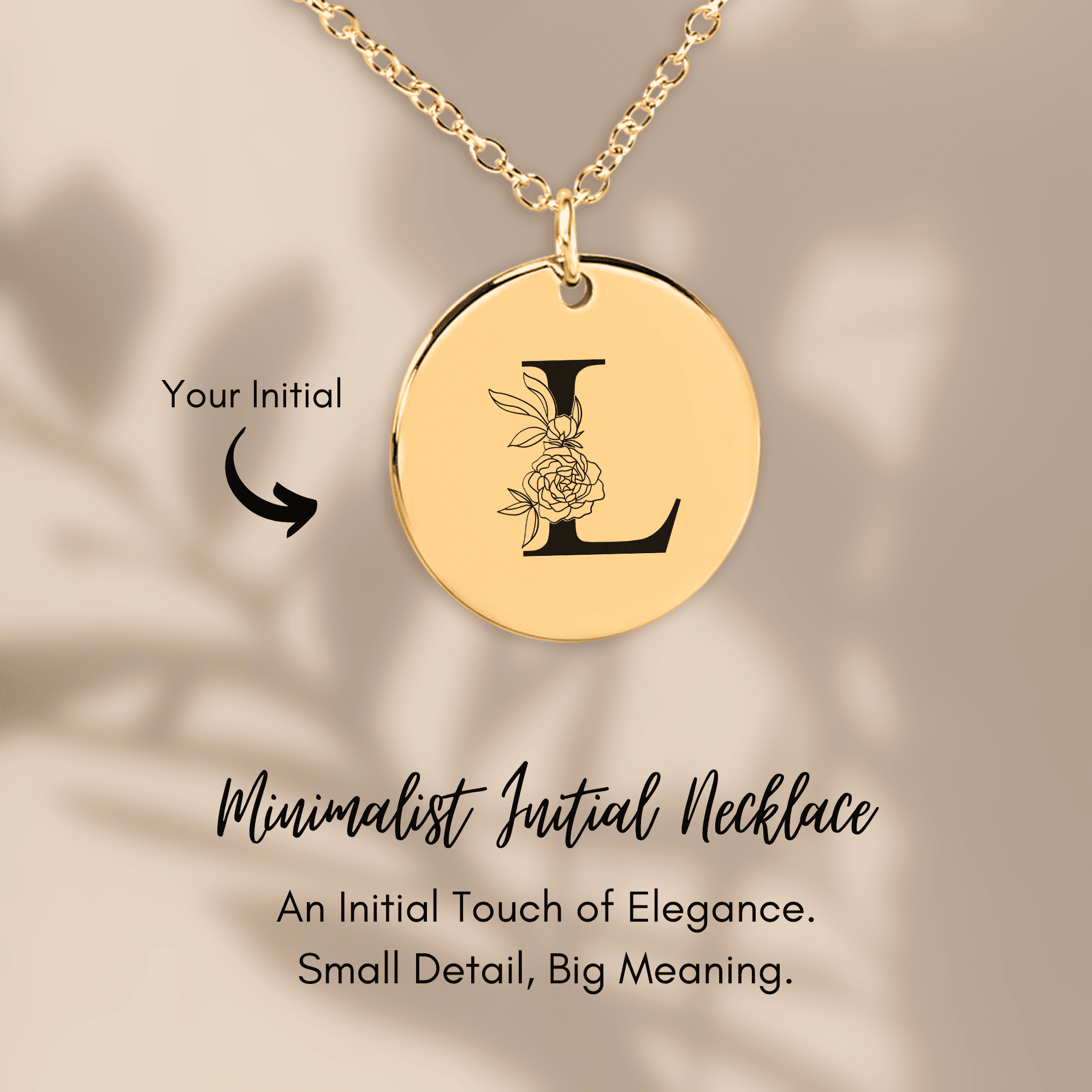 Floral Initial Necklace – L