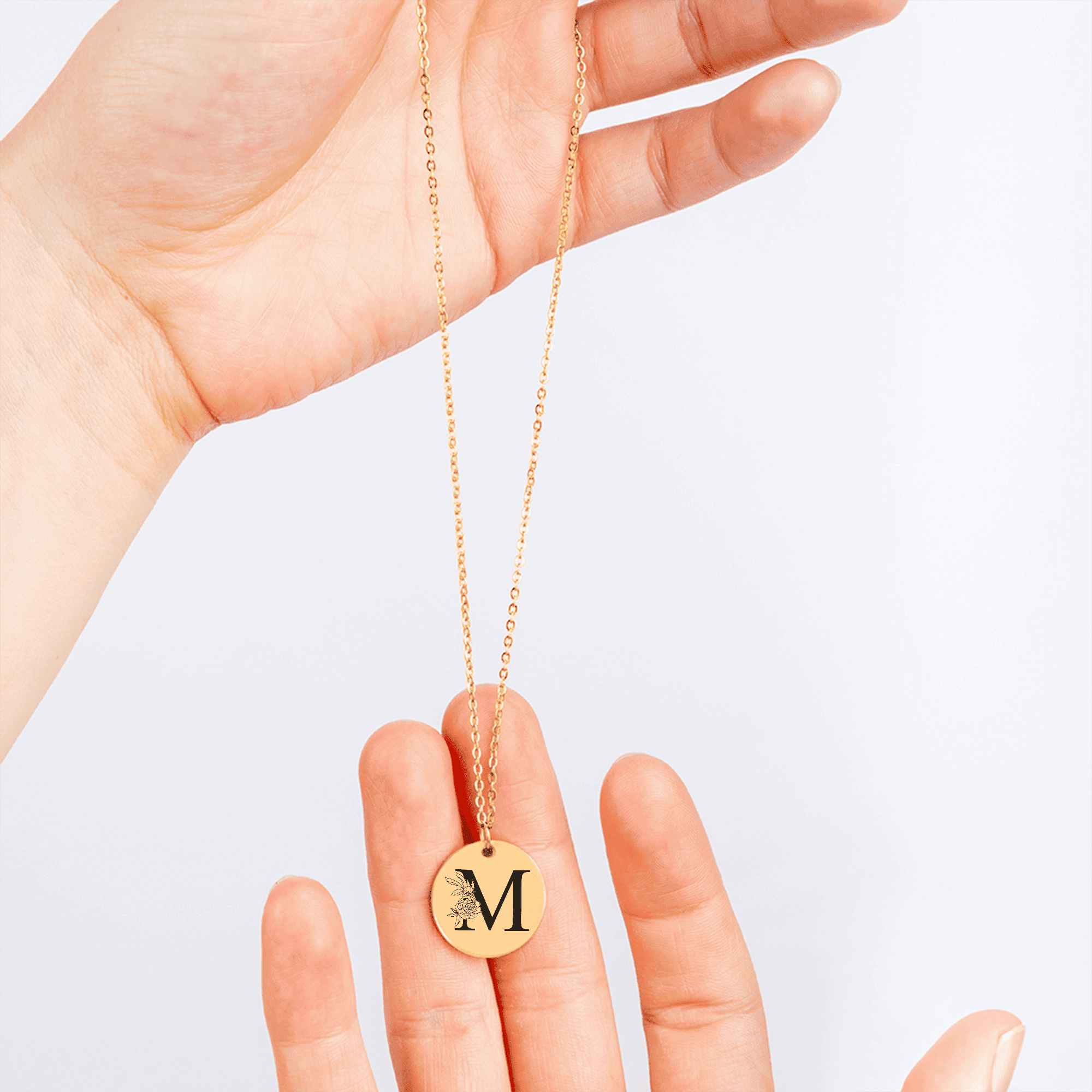 Floral Initial Necklace – M