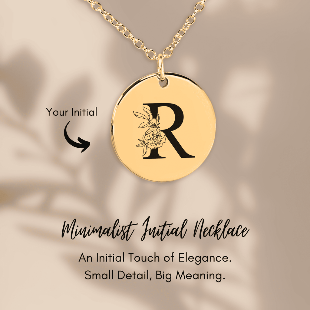 Floral Initial Necklace – R