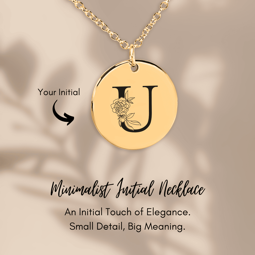 Floral Initial Necklace – U