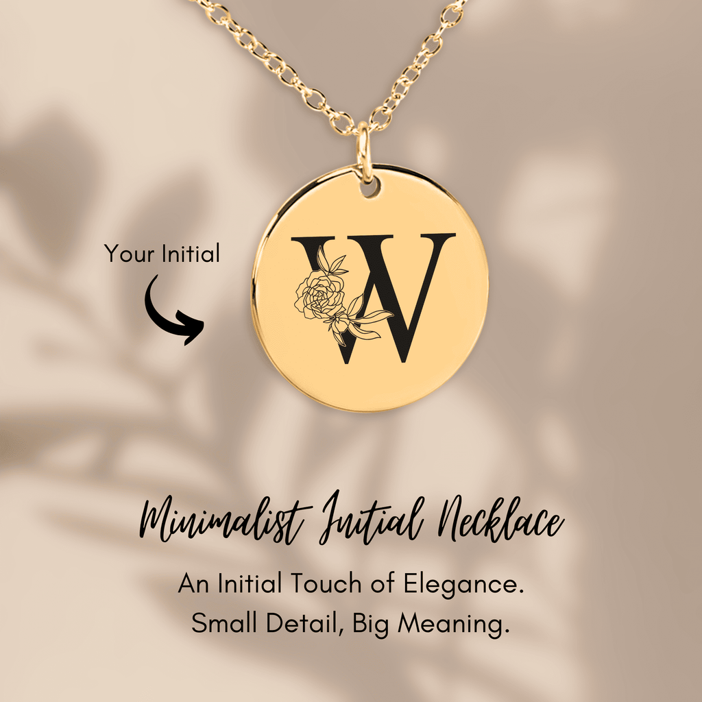 Floral Initial Necklace – W