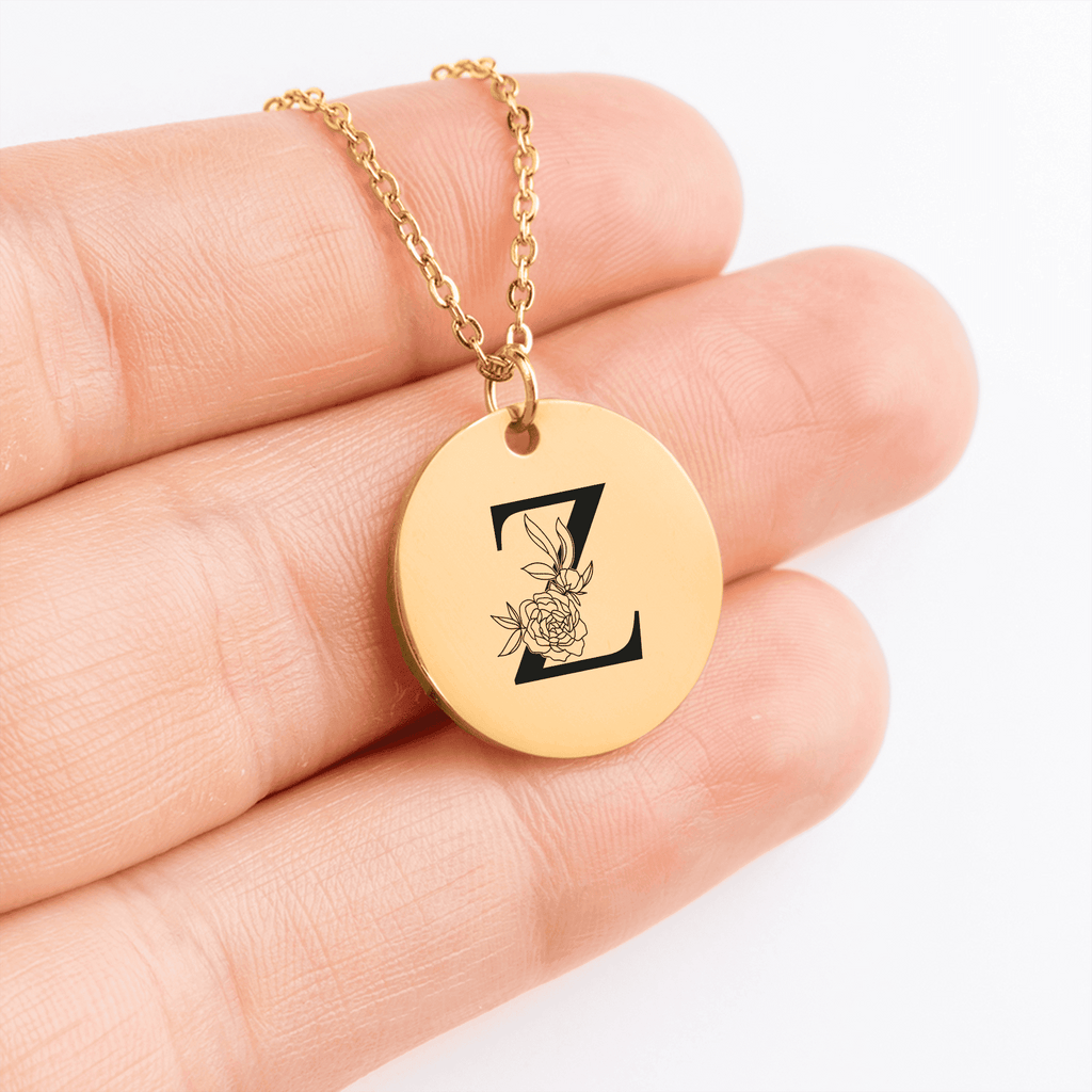 Floral Initial Necklace – Z