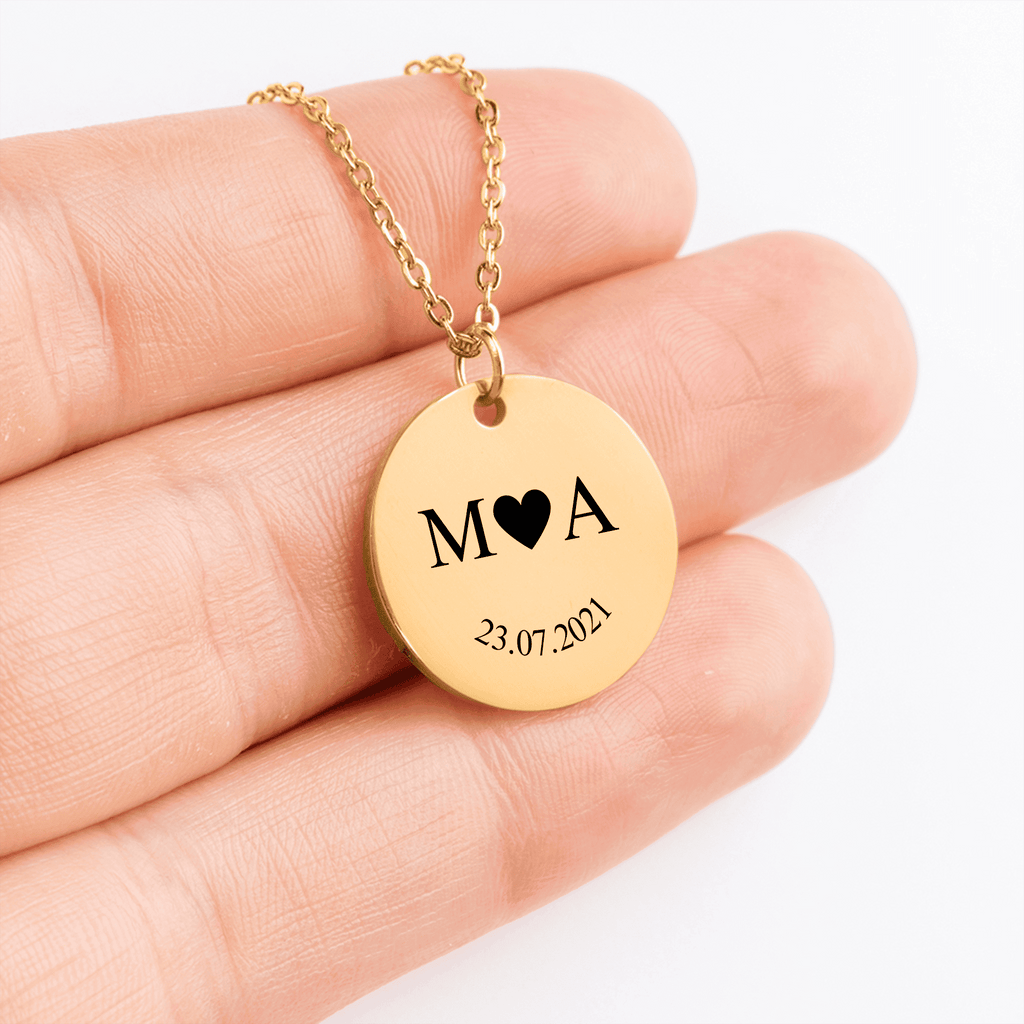 Coin Necklace - Etched In Time Initials