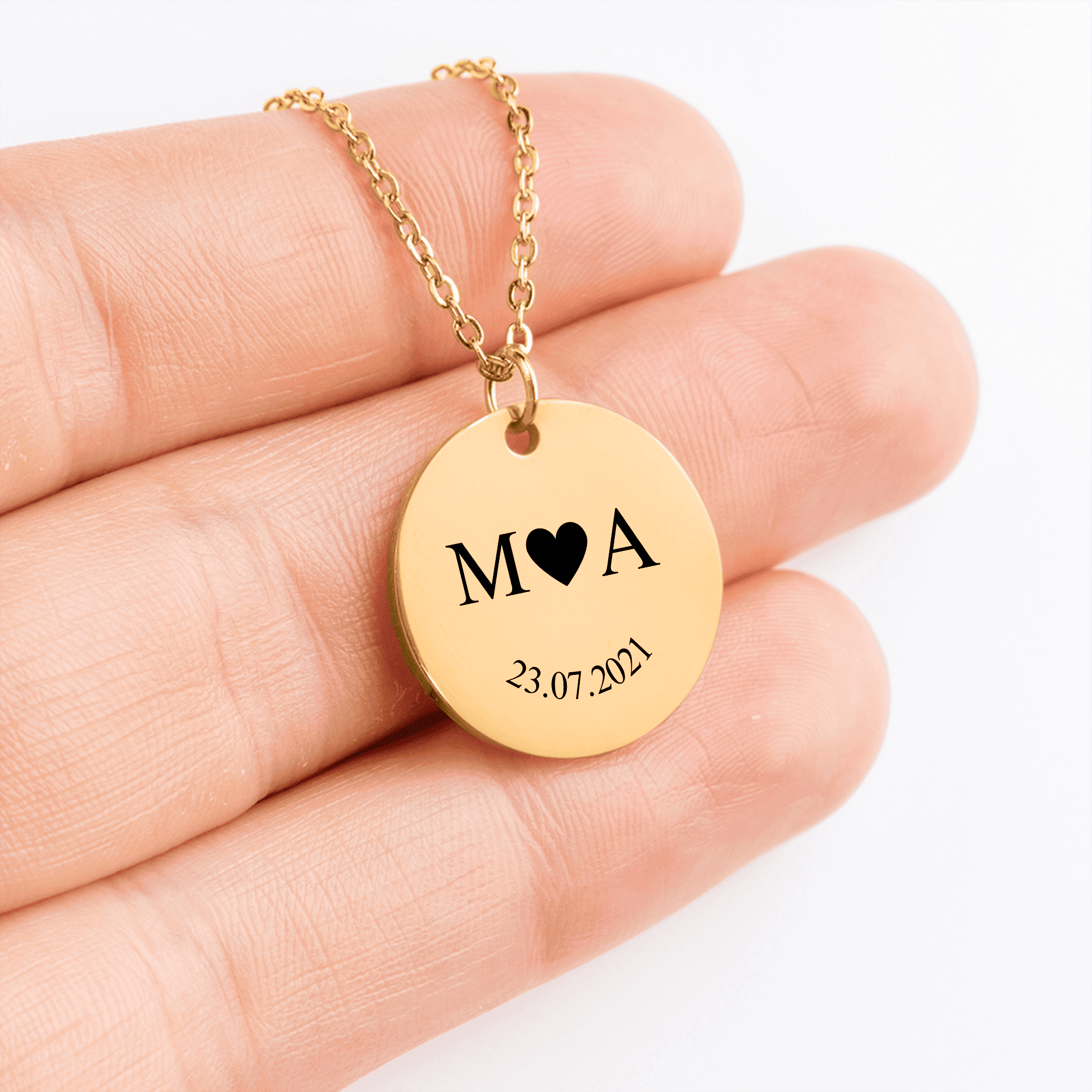 Coin Necklace - Etched In Time Initials