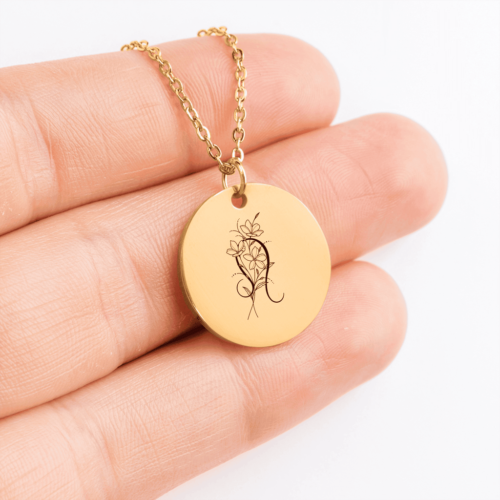 Leo Floral Zodiac Sign Coin Necklace