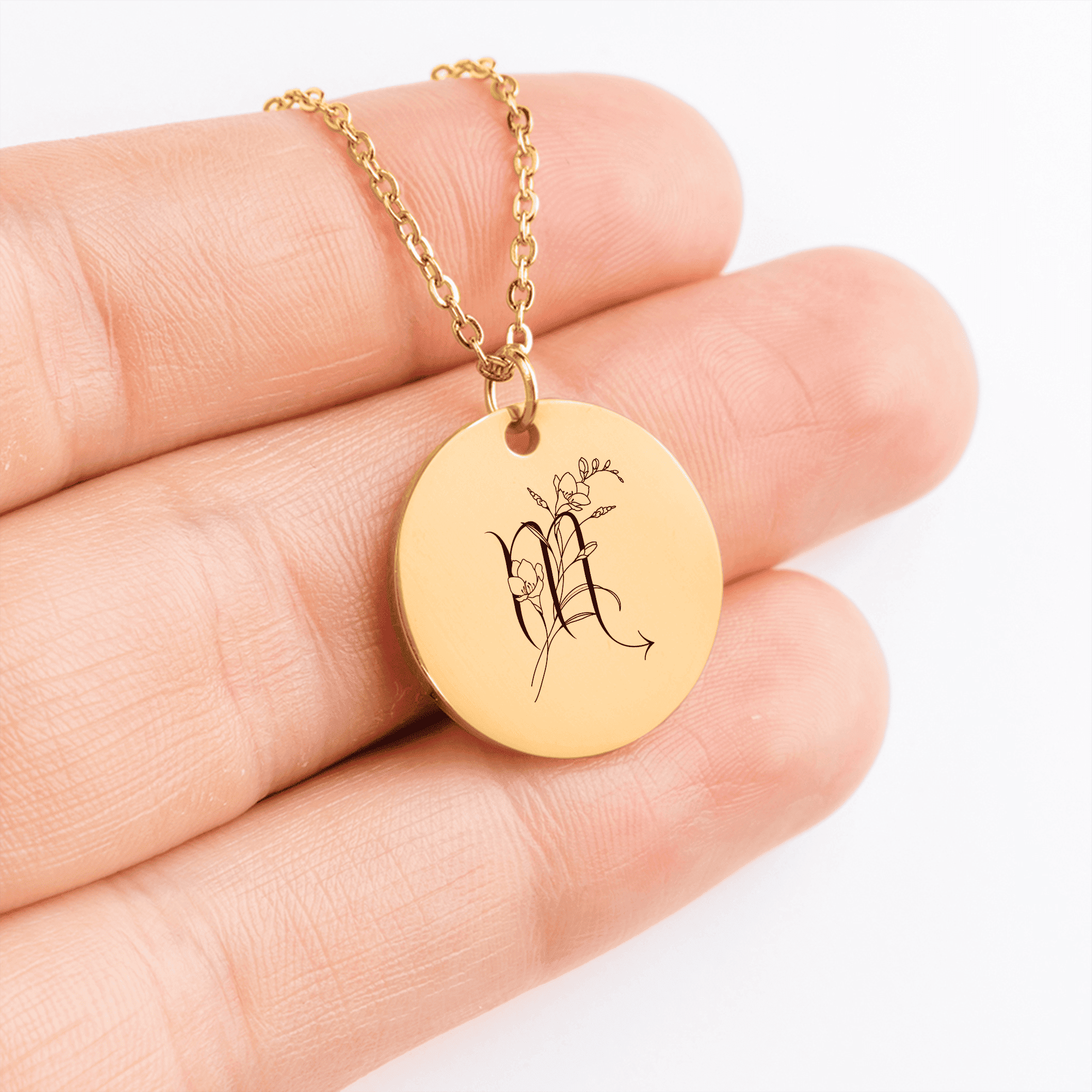 Scorpio Floral Zodiac Sign Coin Necklace