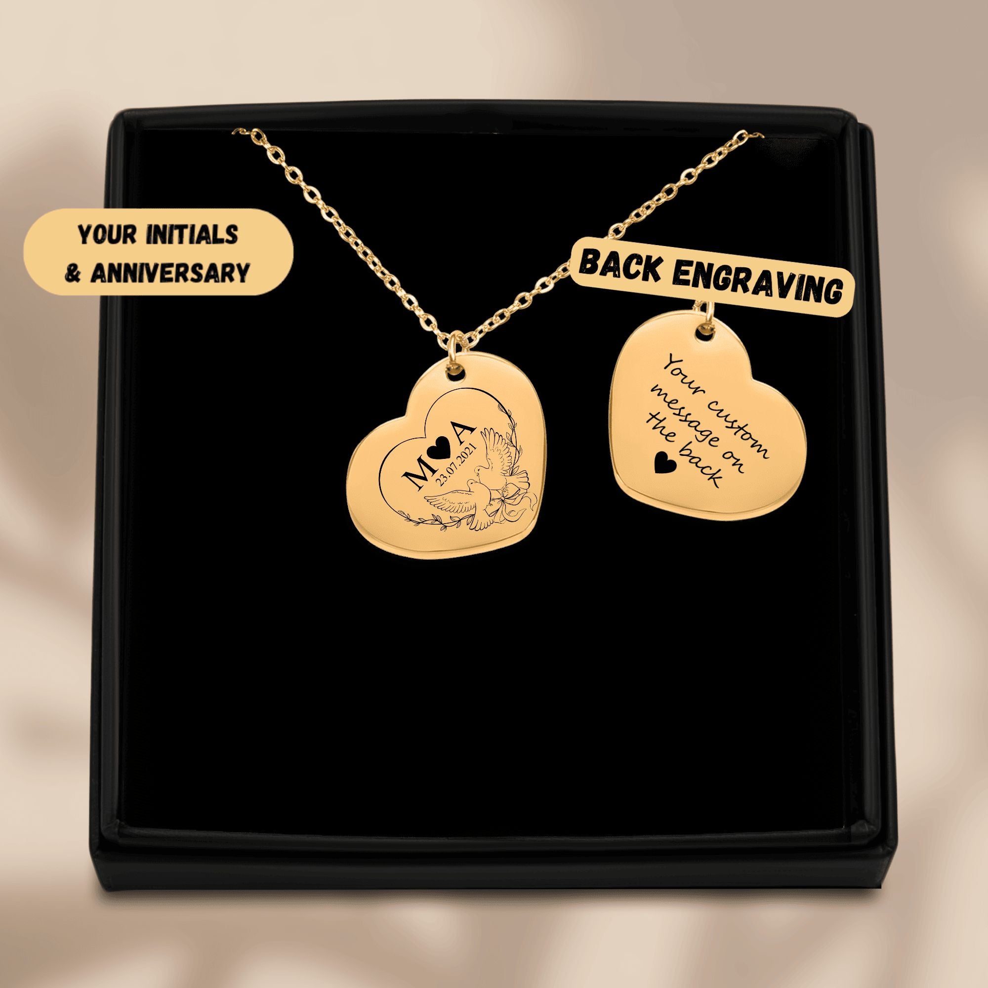 Heart Necklace - Eternal Love Initials H.N