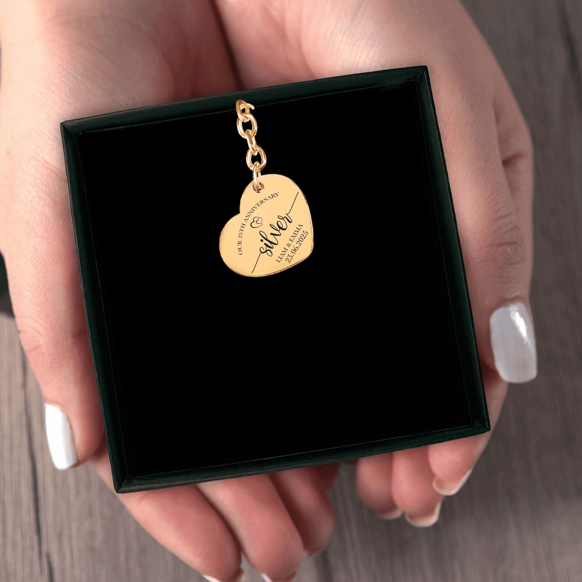 Heart Keychain - 25th Silver Anniversary
