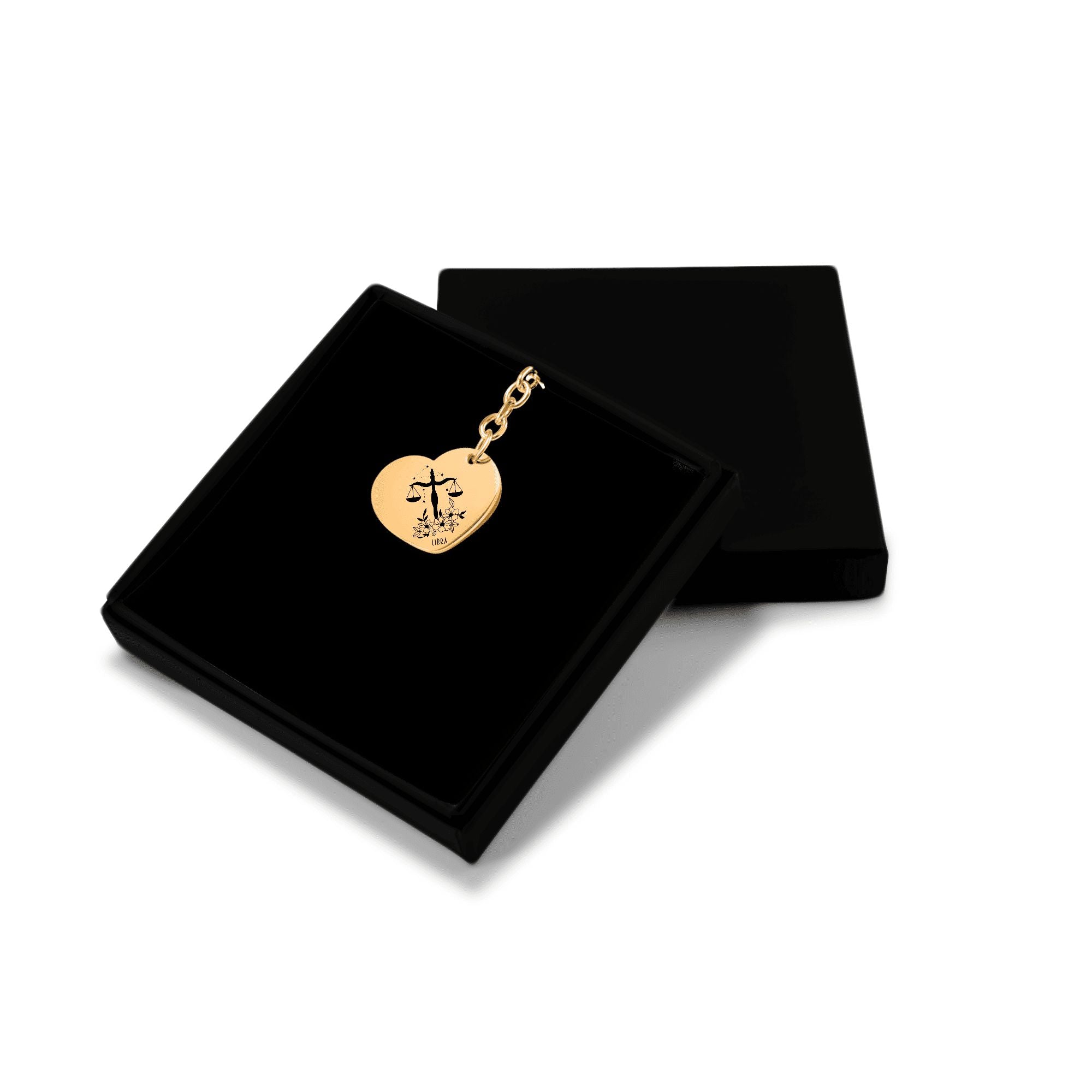 Libra Zodiac Sign Heart Keychain