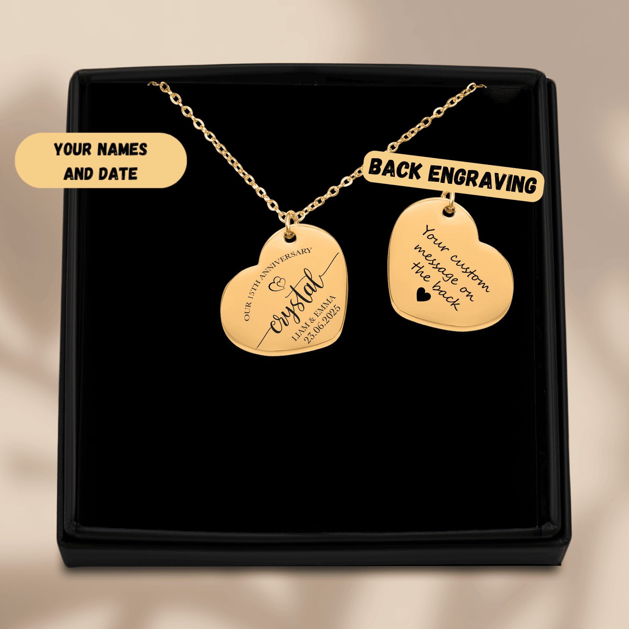 Heart Necklace - 15th Crystal Anniversary
