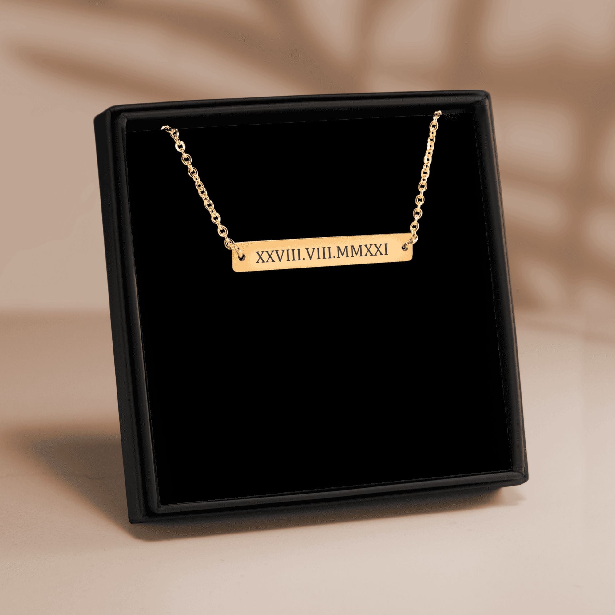 Roman Numbers Horizontal Bar Necklace