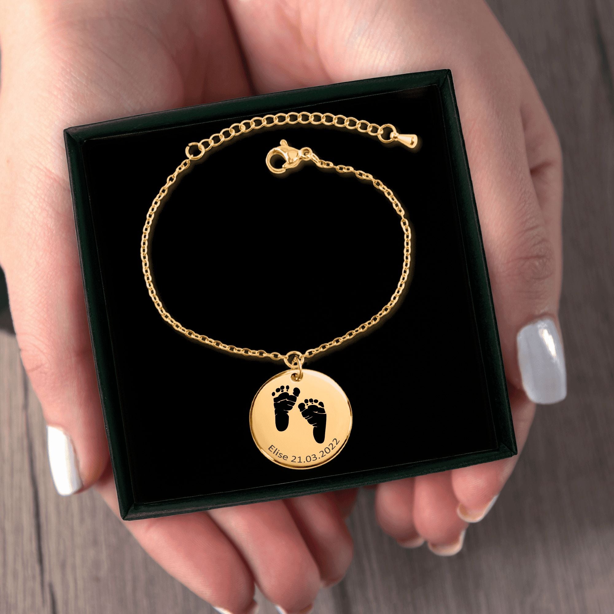 Actual Feet Print Coin Bracelet