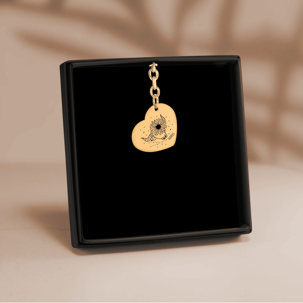 Taurus Zodiac Sign Heart Keychain