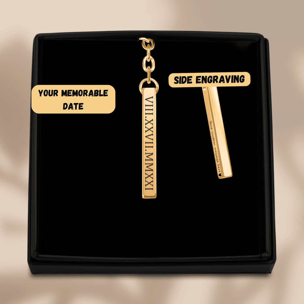 Roman Date Keychain