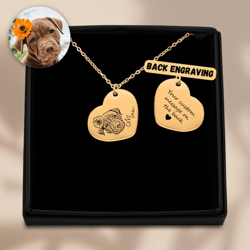 Pet Portrait Heart Necklace