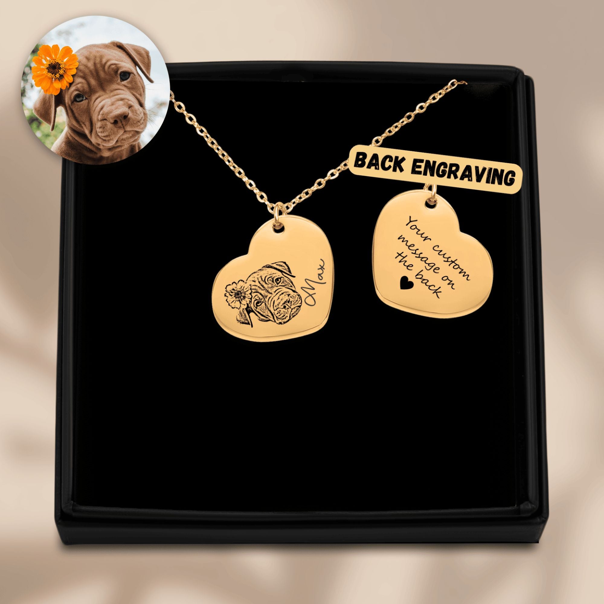 Pet Portrait Heart Necklace