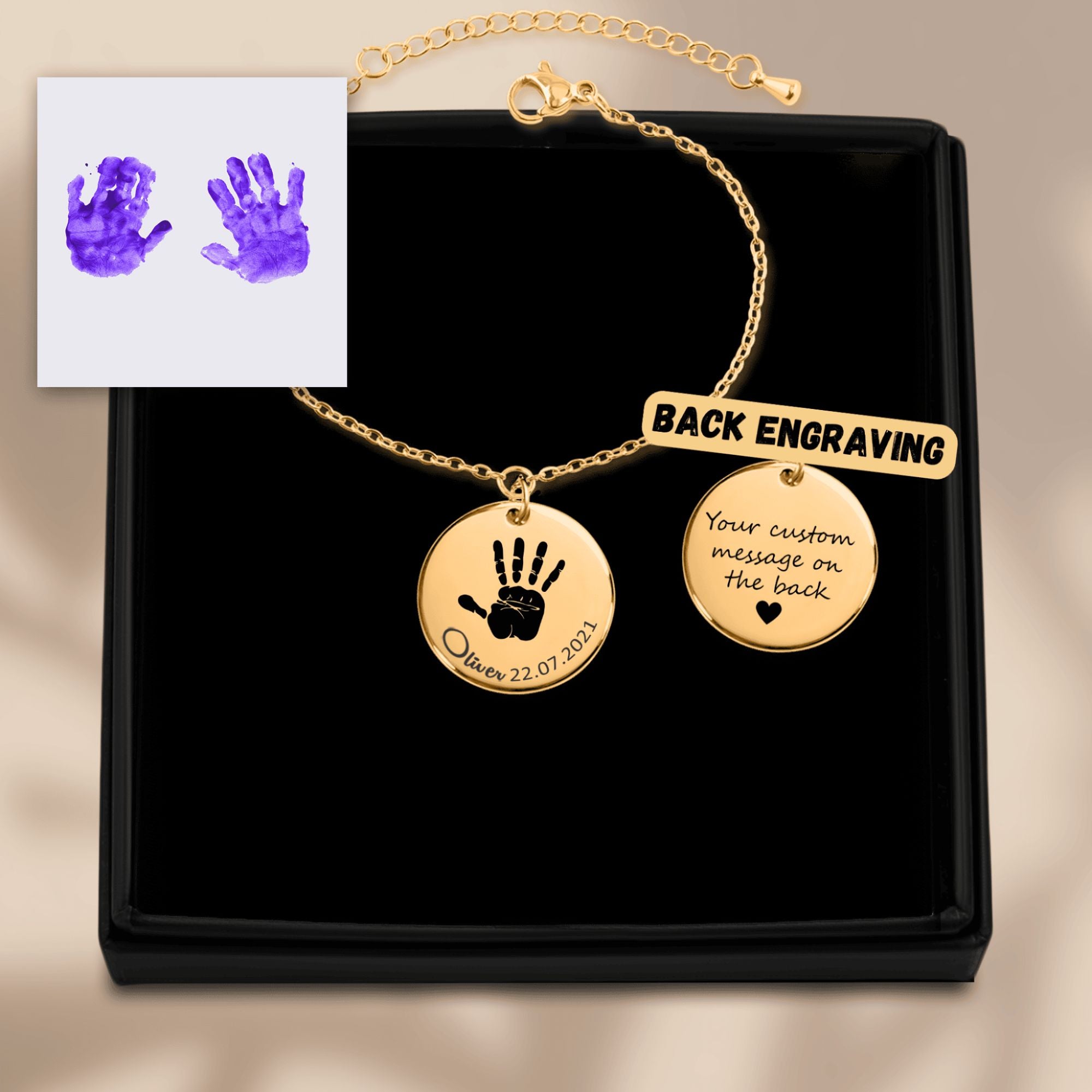 Actual Hand Print Coin Bracelet