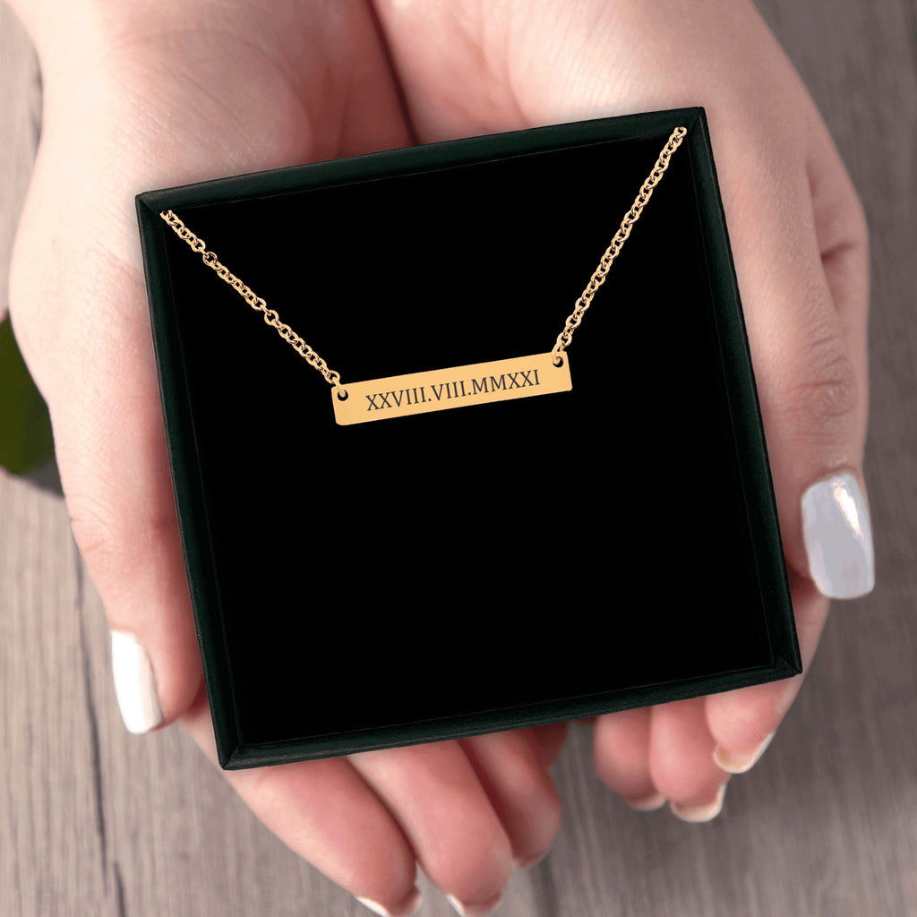Roman Numbers Horizontal Bar Necklace