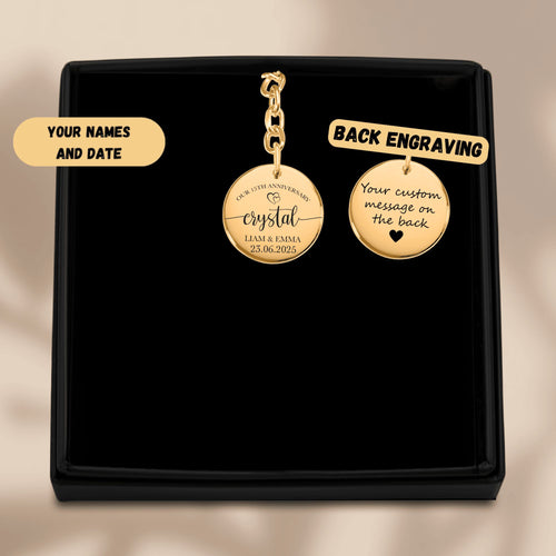 15th Crystal Anniversary Coin Keychain