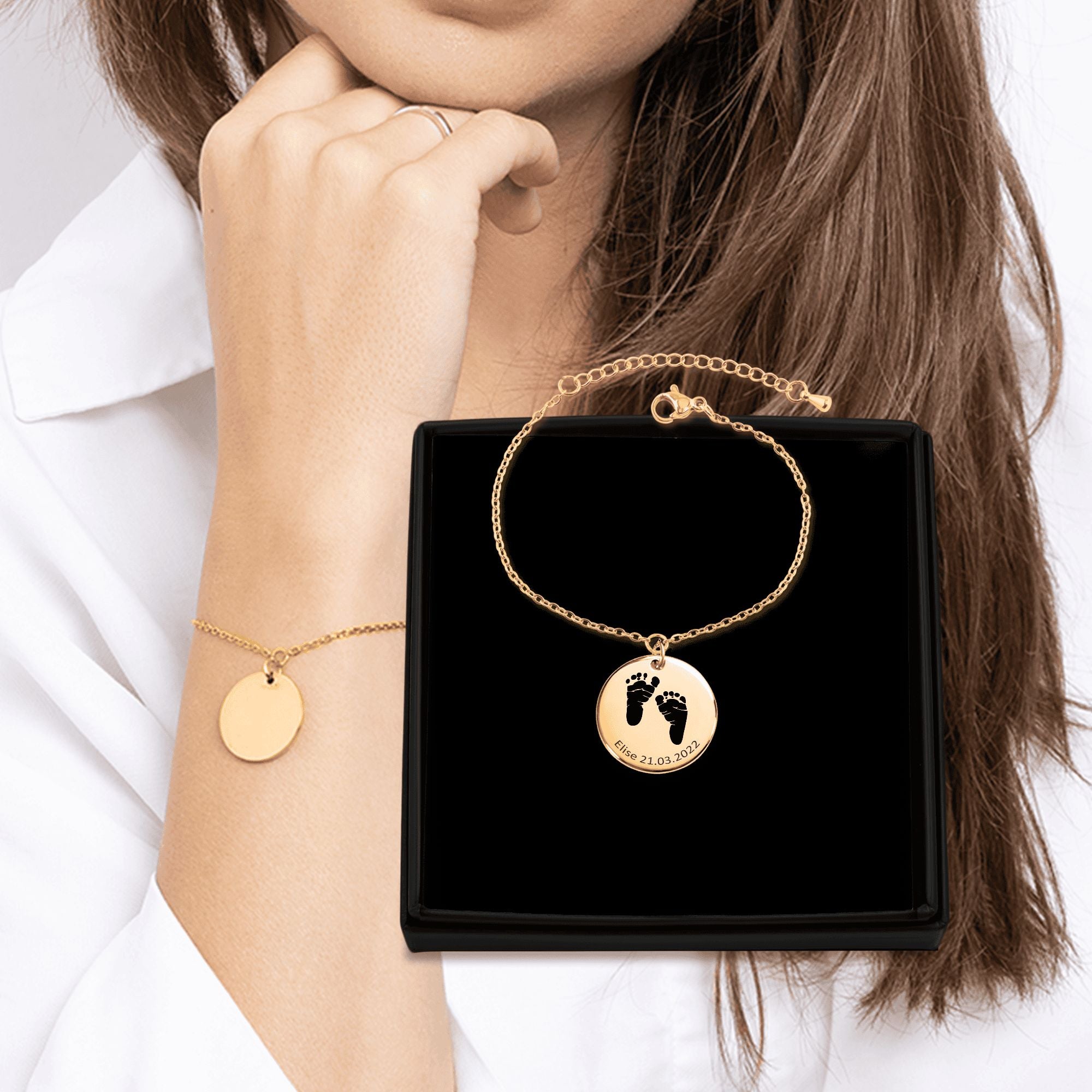 Actual Feet Print Coin Bracelet