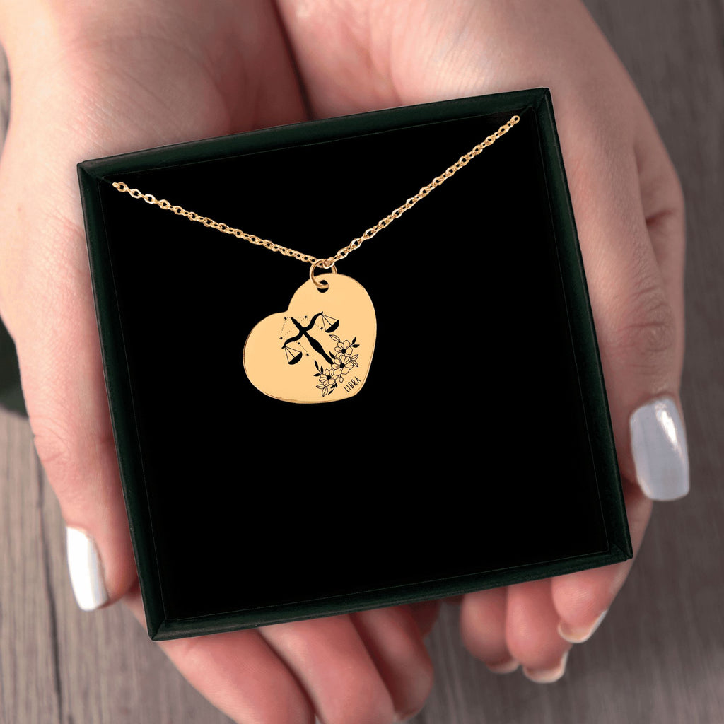 Libra Zodiac Sign Heart Necklace