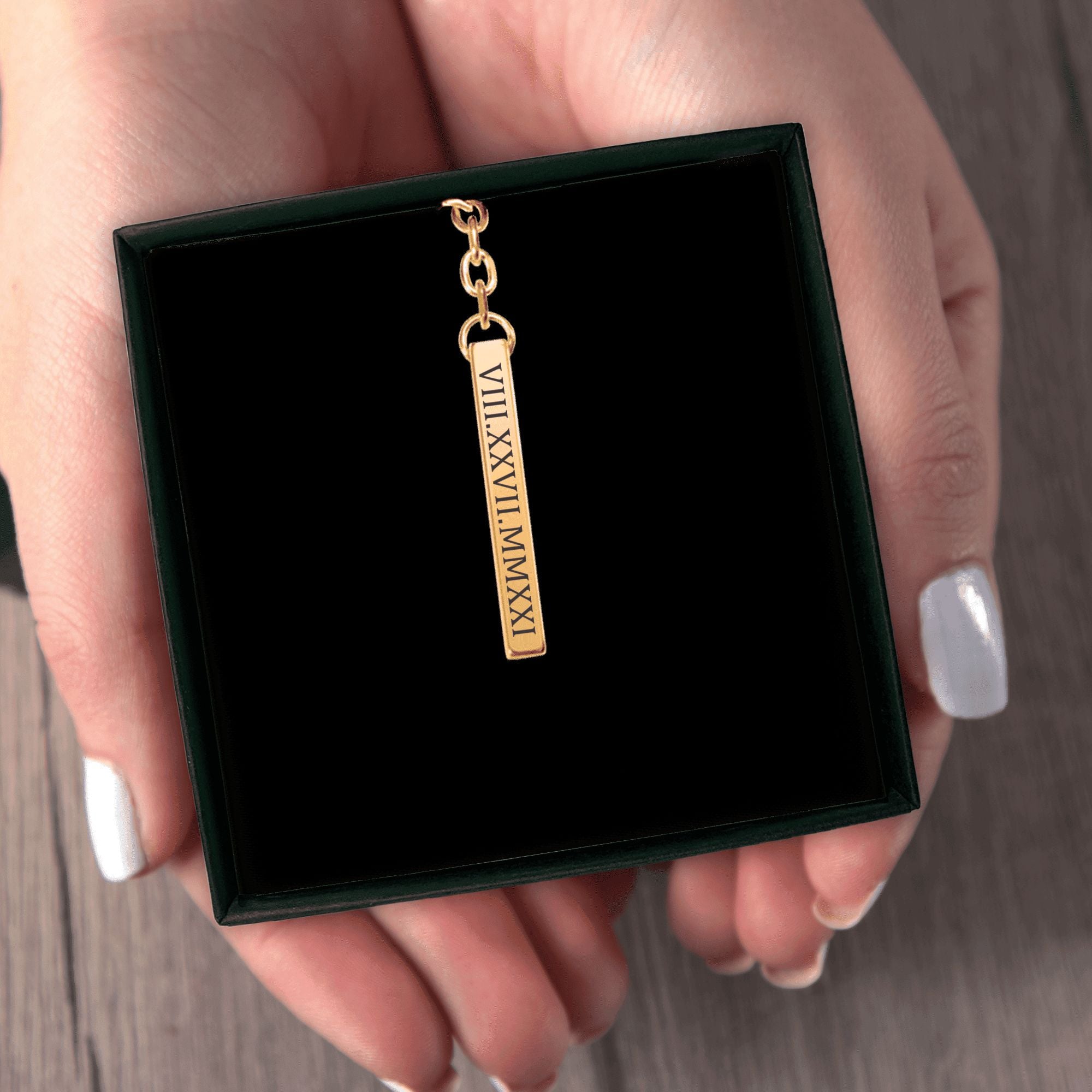 Roman Date Keychain
