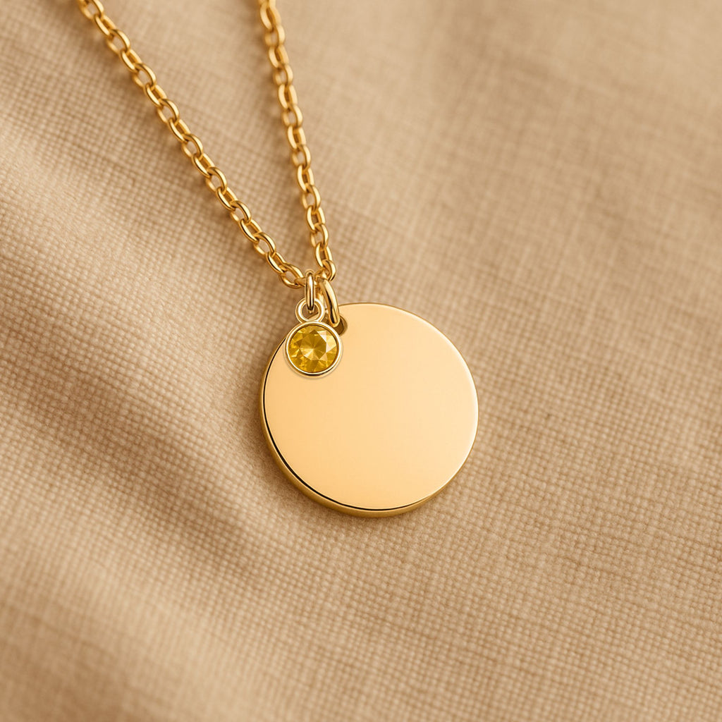 Coin Necklace with Birthstone