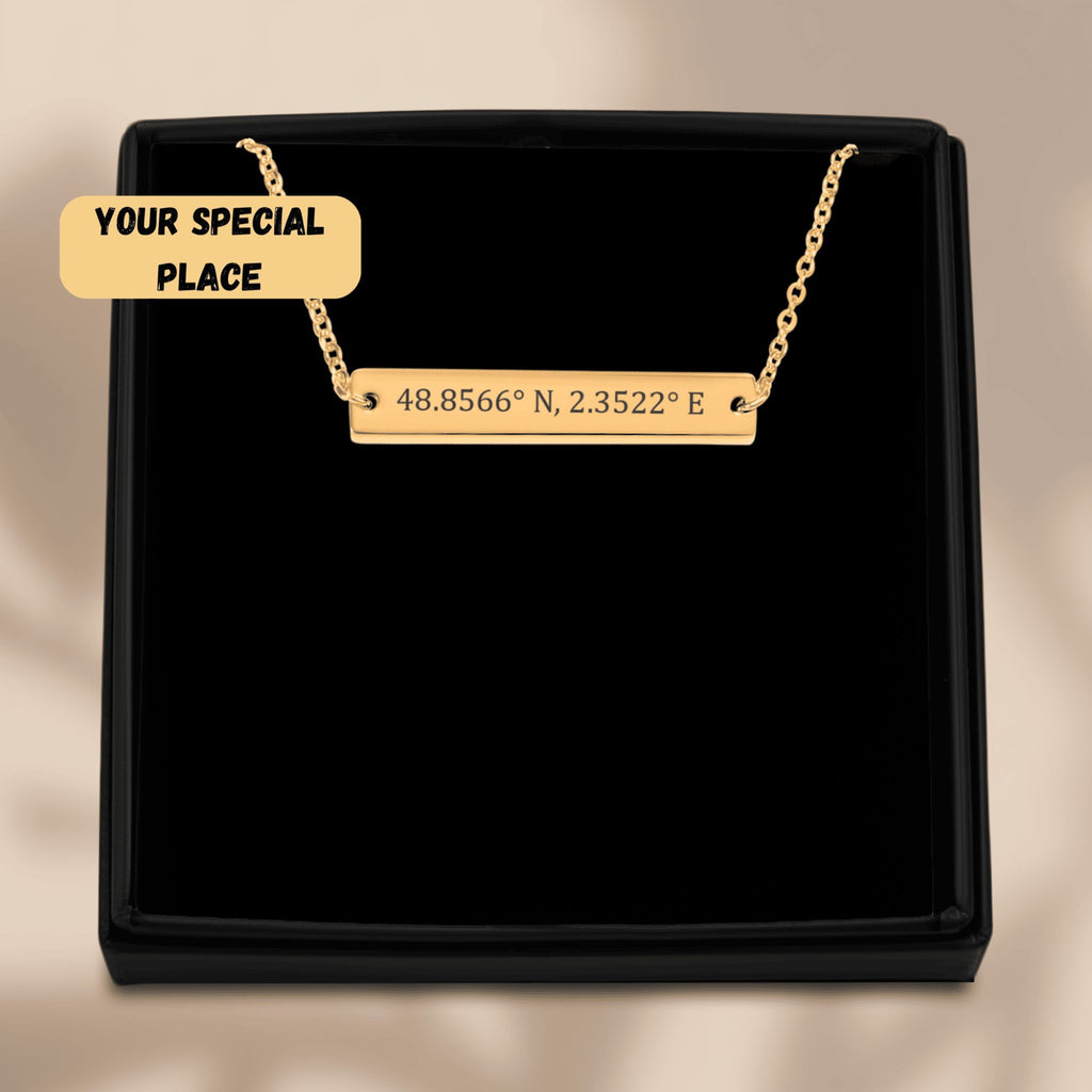 Coordinates Numbers Horizontal Bar Necklace