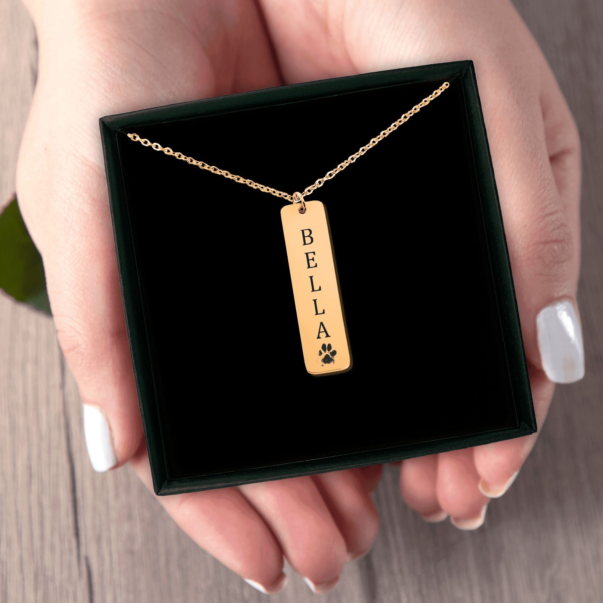 Pet's Name & Paw Print Necklace