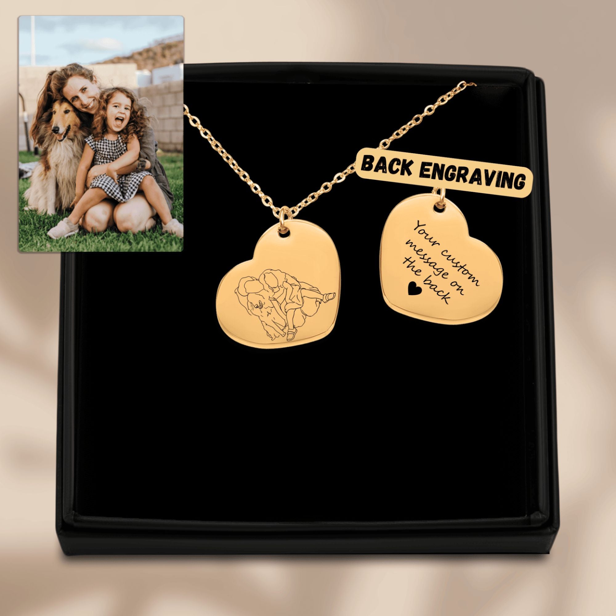 Line Art Portrait Heart Necklace