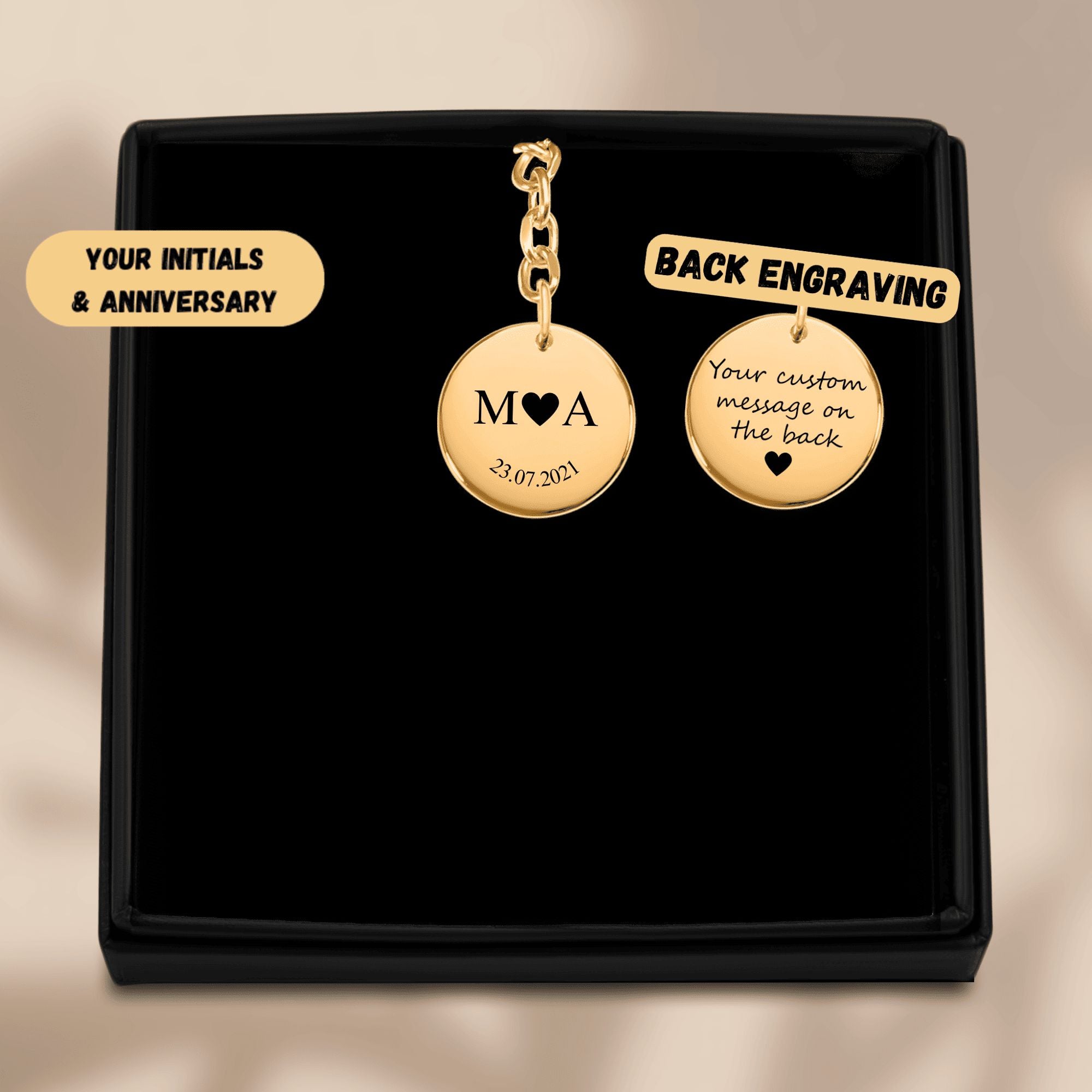 Coin Keychain - Etched In Time Initials