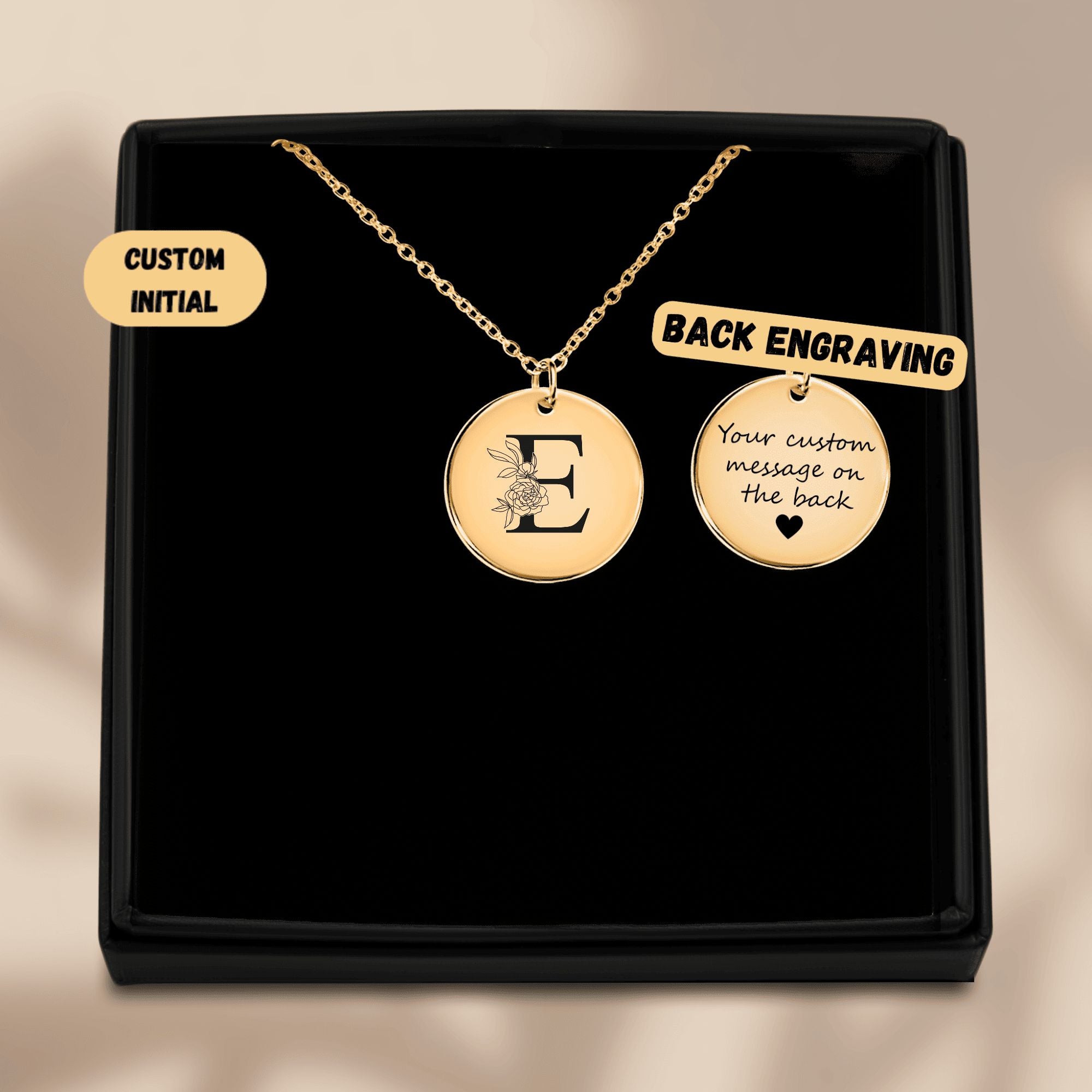 Floral Initial Necklace – E