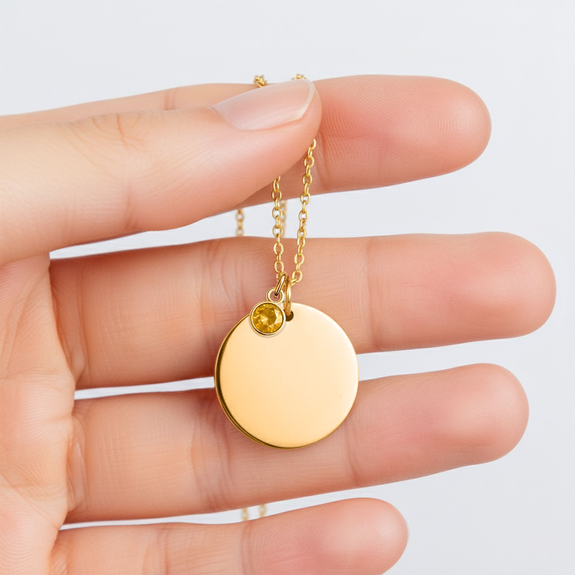 Coin Necklace with Birthstone