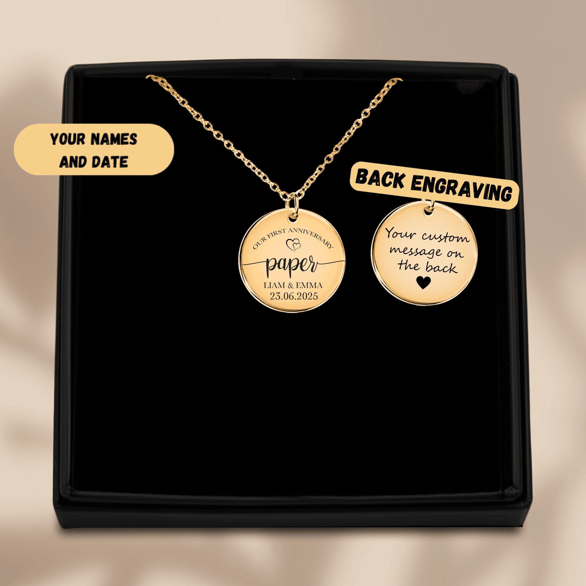 Coin Necklace - 1st Paper Anniversary