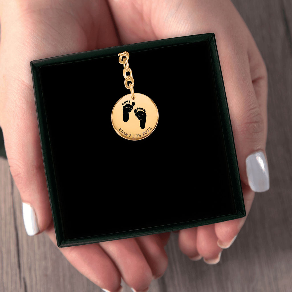 Actual Feet Print Coin Keychains