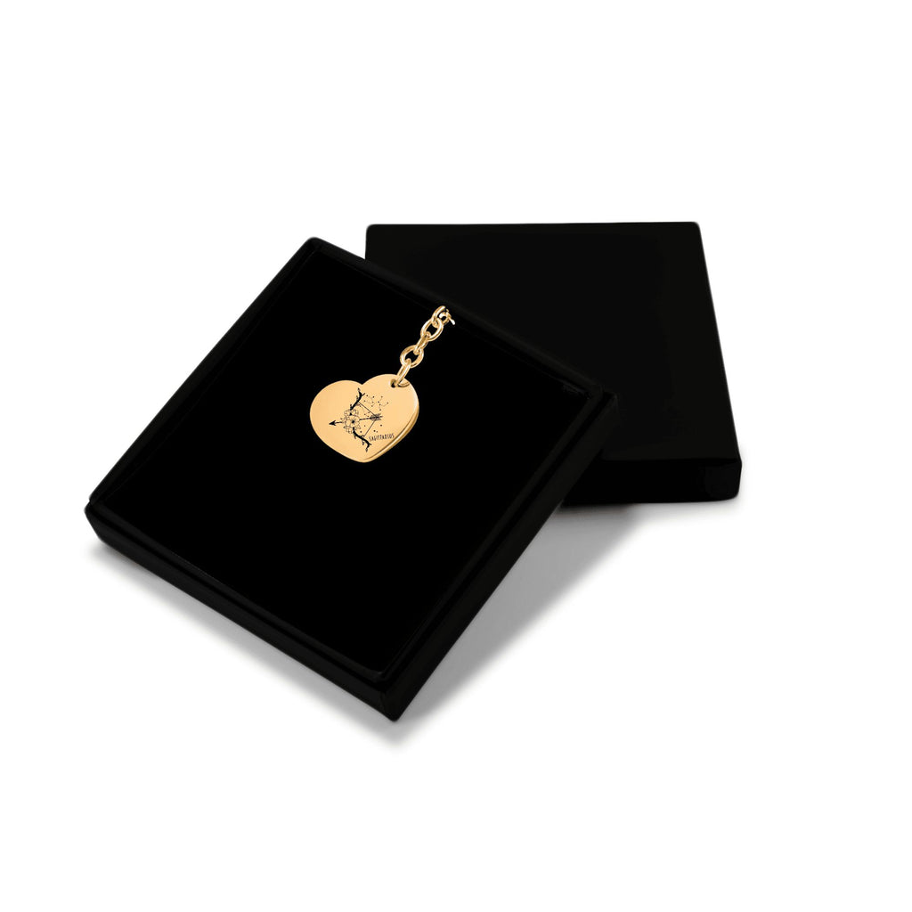 Sagittarius Zodiac Sign Heart Keychain