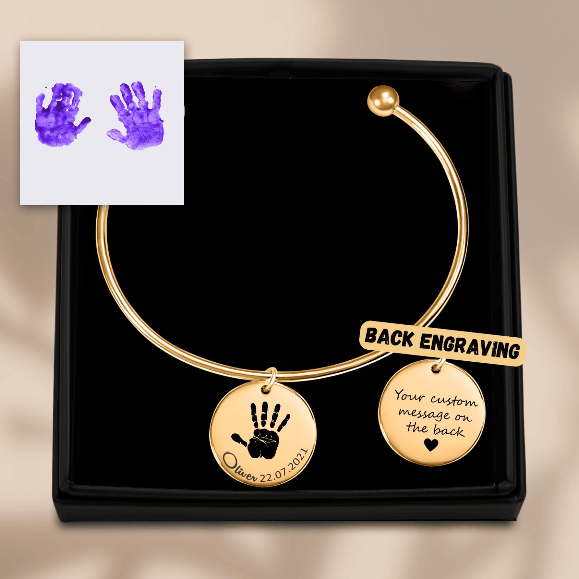 Actual Hand Print Coin Bangle