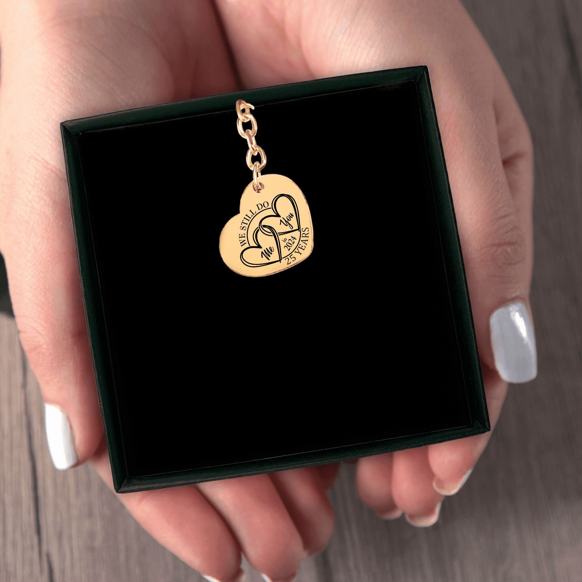 Heart Keychain - 25th Years Anniversary