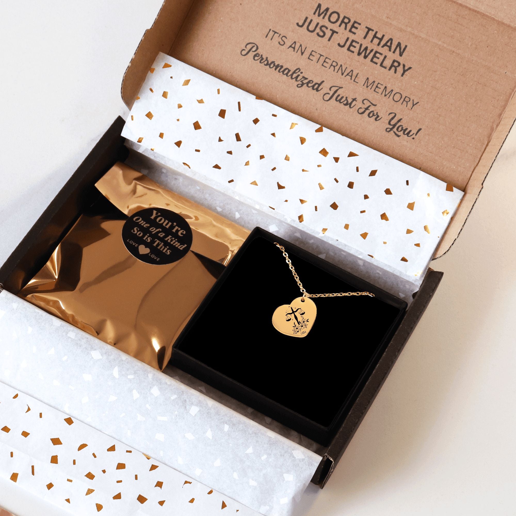 Libra Zodiac Sign Heart Necklace