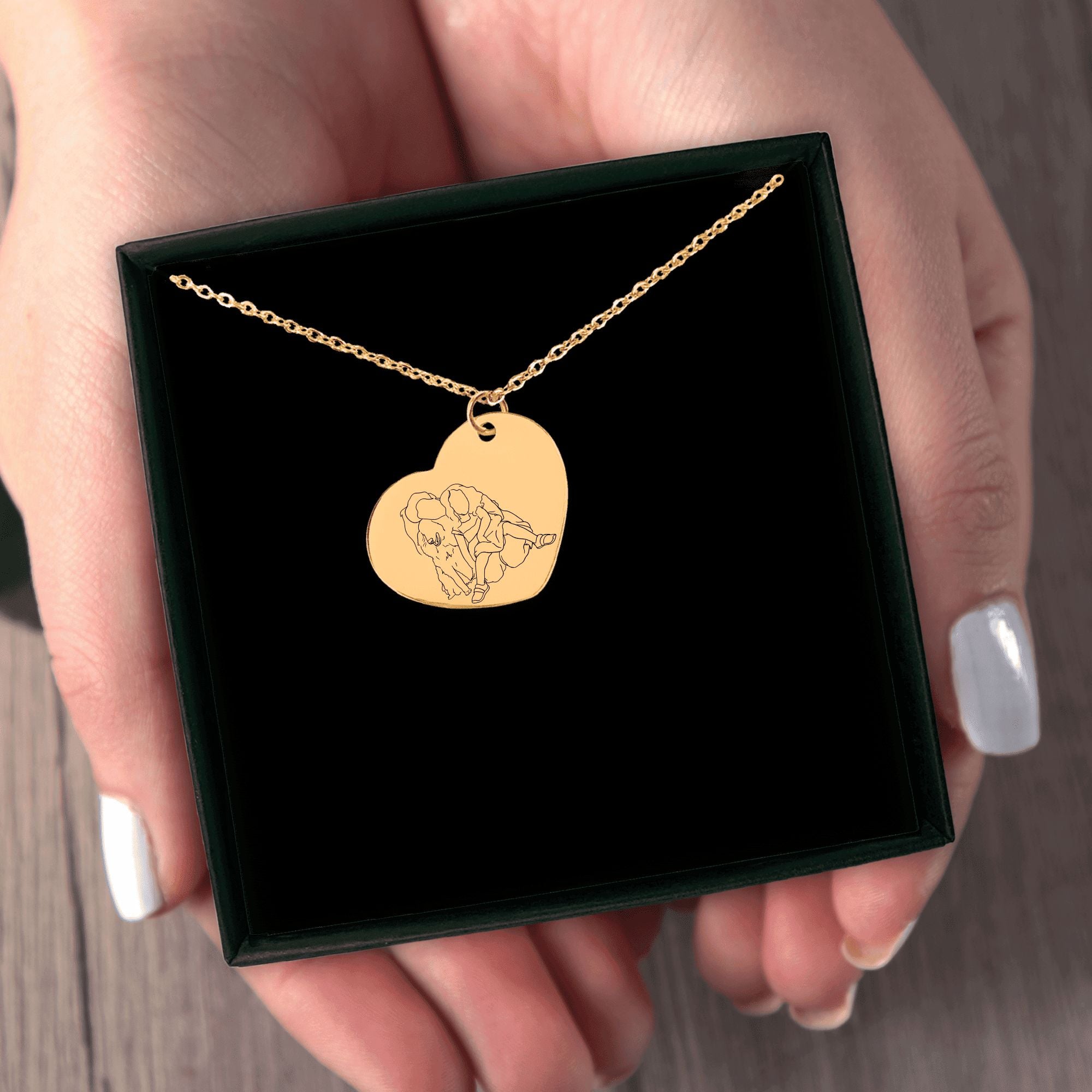 Line Art Portrait Heart Necklace