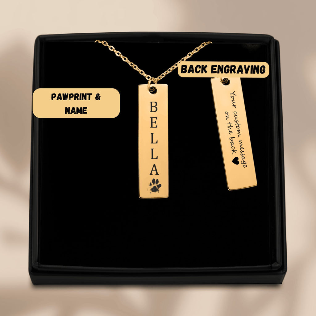 Pet's Name & Paw Print Necklace