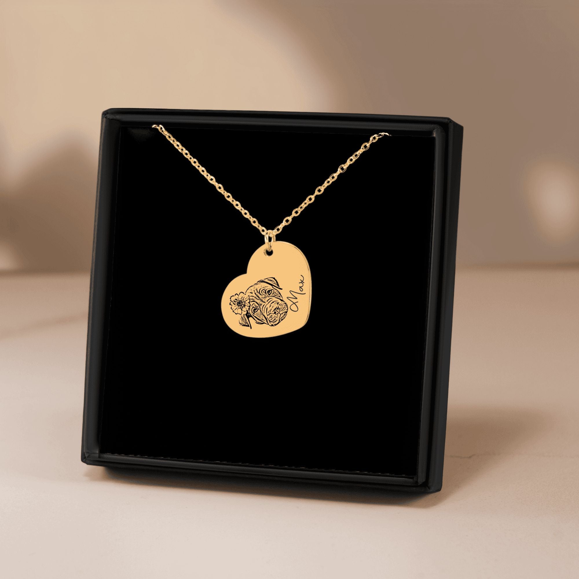 Pet Portrait Heart Necklace