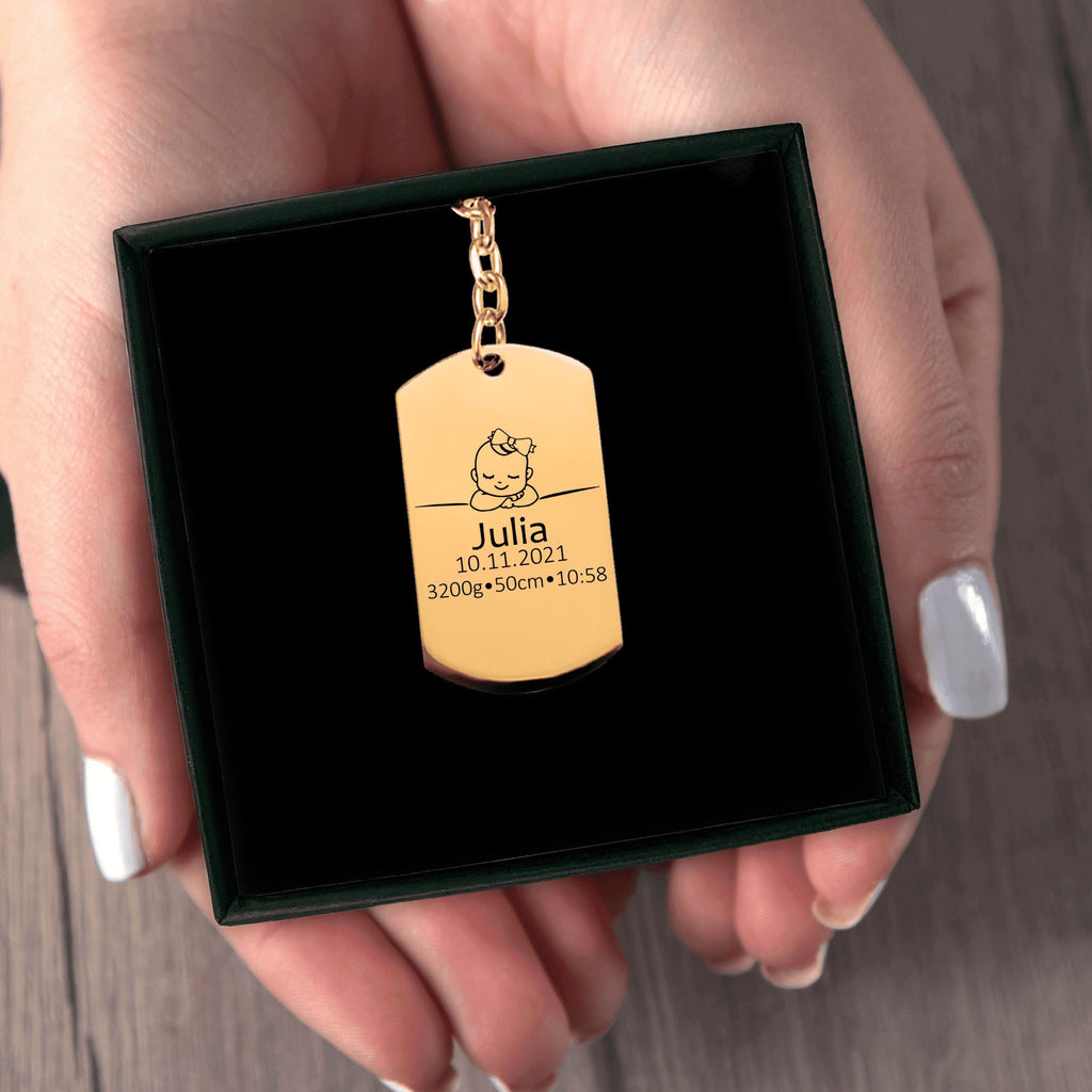 Baby Birth Details Tag Keychain