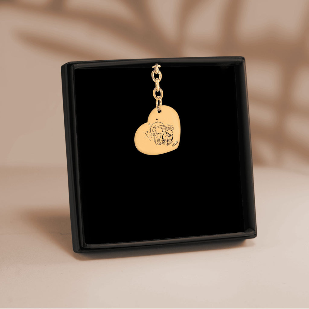 Virgo Zodiac Sign Heart Keychain