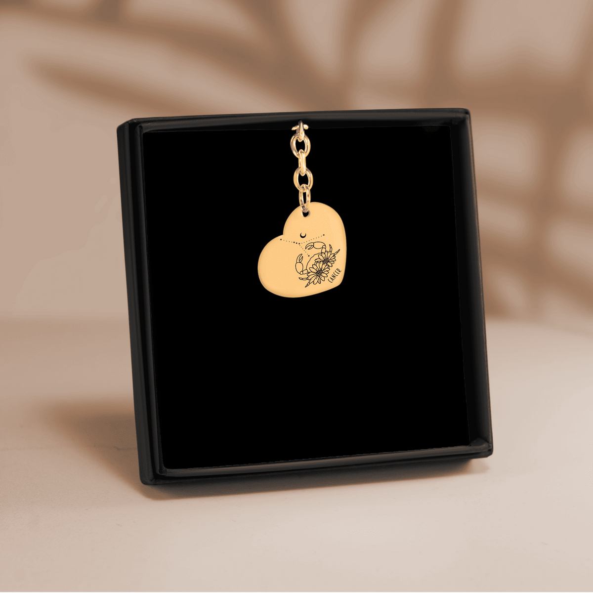 Heart Keychain - Cancer Zodiac Sign
