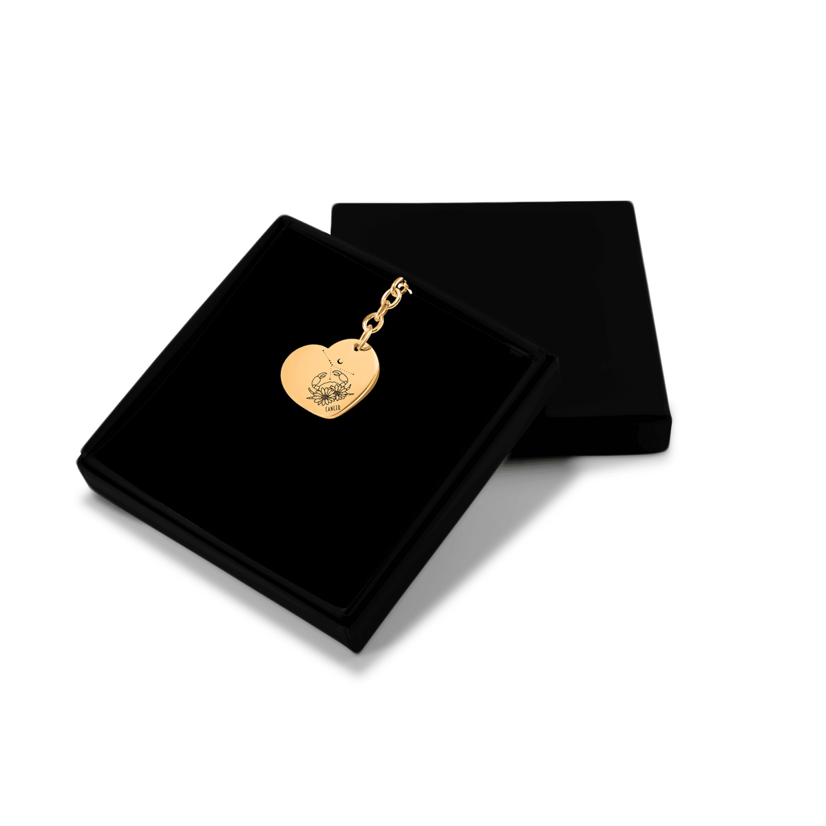 Heart Keychain - Cancer Zodiac Sign